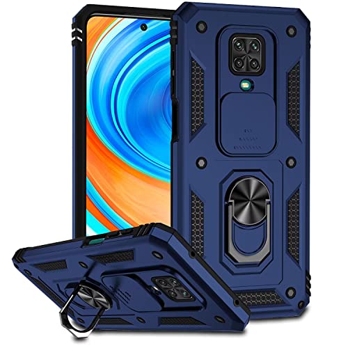 ESONG Handyhülle für Xiaomi Redmi Note 9S/9 Pro/9 Pro Max Ständer Hülle,[360 Grad Metall Ring Drehung Halter][Kameraschutz ],Militär Handy Stoßfeste handytasche Case Outdoor Schutzhülle Cover,Marine von Jeelar