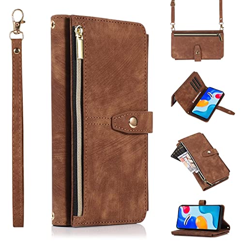 ESONG Handyhülle für iPhone 15 Pro Max Tasche,hulle mit Kartenfach,Schultergurt,Handgelenkschlaufe,Stoßfest Handytasche Magnetic Klapphülle Case,Flip PU Leder Brieftasche Schutzhülle,Braun von Jeelar