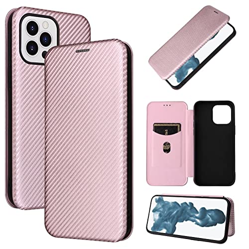 ESONG Karbonfaser-Leder Hülle Kompatibel mit iPhone 14 Pro Max,PU Ledertasche TPU Etui mit Ständer/Kartenfächer/Magnetverschluss Brieftasche Klappetui Schutzhülle - Rosa ESONG Karbonfaser-Leder Hülle Kompatibel mit iPhone 14 Pro Max,PU Ledertasche TPU Etui mit Ständer/Kartenfächer/Magnetverschluss Brieftasche Klappetui Schutzhülle - Rosa von Jeelar