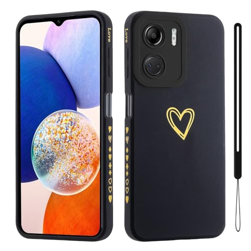 ESONG Silikon Handyhülle für Xiaomi Redmi A1 2022 4G/Redmi A2 4G Schutzhülle mit Süße Liebe Herzform für Mädchen/Frauen,UltraDünn Bumper Telefonhülle Cover mit Handschlaufe,kameraschutz Case Schwarz ESONG Silikon Handyhülle für Xiaomi Redmi A1 2022 4G/Redmi A2 4G Schutzhülle mit Süße Liebe Herzform für Mädchen/Frauen,UltraDünn Bumper Telefonhülle Cover mit Handschlaufe,kameraschutz Case Schwarz von Jeelar