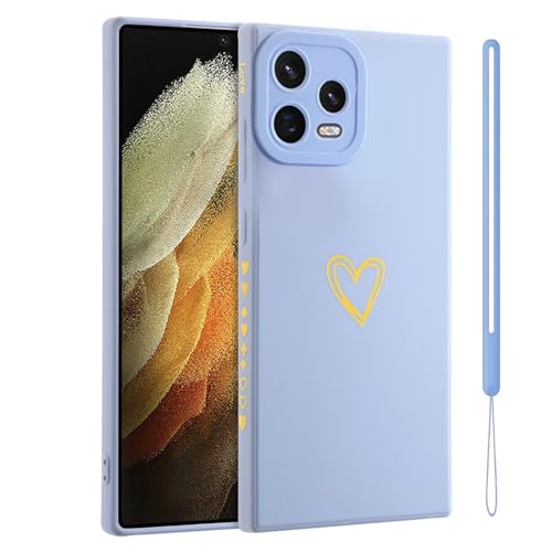 ESONG Silikon Handyhülle für Xiaomi Redmi Note 12 Pro+（Plus） 5G Schutzhülle mit Süße Liebe Herzform für Mädchen/Frauen,UltraDünn Bumper Telefonhülle Cover mit Handschlaufe,kameraschutz Case Blau von Jeelar