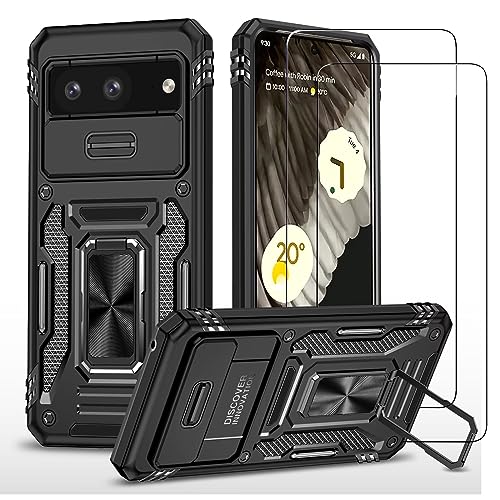 ESONG Handyhülle für Google Pixel 8,Militär Stoßfeste Schutzhülle Cover case mit 2 Gehärtetes Glas Bildschirmschutz/Ständer[Kompatibel magnetische Autohalterung]/Kameraschutz-Schwarz von Jeelar