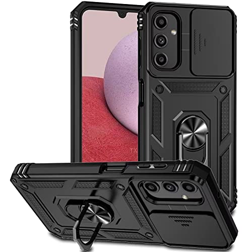 ESONG Handyhülle für Samsung Galaxy A14 4G/5G Ständer Hülle,[360 Grad Metall Ring Drehung Halter][Kameraschutz ],Militär Handy Stoßfeste Handytasche Case Outdoor Schutzhülle Cover,Schwarz von Jeelar