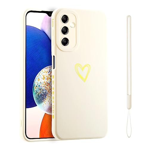 Jeelar ESONG Handyhülle für Samsung Galaxy M23 5G/F23 5G,UltraDünn Weiche TPU Silikon Telefonhülle Cover mit Süße Liebe Herzform/Handschlaufe,Stoßfest Bumper Schutzhülle Case für Mädchen/Frauen-Weiss von Jeelar