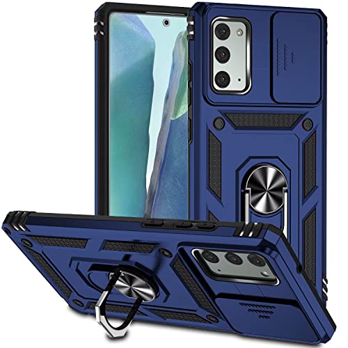 Jeelar ESONG Handyhülle für Samsung Galaxy Note 20 Ständer Hülle,[360 Grad Metall Ring Drehung Halter][Kameraschutz ],Militär Handy Stoßfeste Handytasche Case Outdoor Schutzhülle Cover,Marine von Jeelar