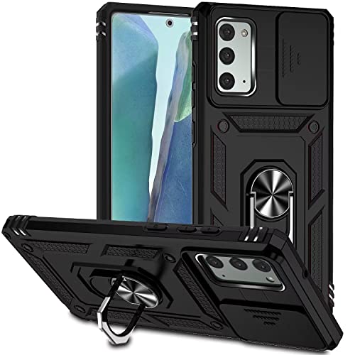 Jeelar ESONG Handyhülle für Samsung Galaxy Note 20 Ständer Hülle,[360 Grad Metall Ring Drehung Halter][Kameraschutz ],Militär Handy Stoßfeste Handytasche Case Outdoor Schutzhülle Cover,Schwarz von Jeelar