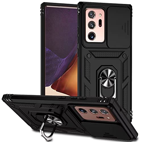 ESONG Handyhülle für Samsung Galaxy Note20 Ultra Ständer Hülle,[360 Grad Metall Ring Drehung Halter][Kameraschutz ],Militär Handy Stoßfeste Handytasche Case Outdoor Schutzhülle Cover,Schwarz von Jeelar