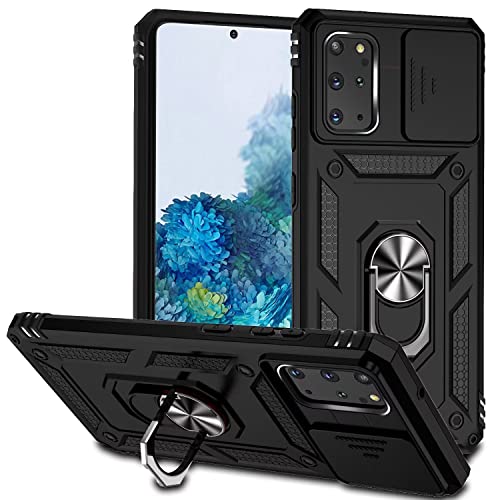 ESONG Handyhülle für Samsung Galaxy S20 Plus Ständer Hülle,[360 Grad Metall Ring Drehung Halter][Kameraschutz ],Militär Handy Stoßfeste Handytasche Case Outdoor Schutzhülle Cover,Schwarz von Jeelar