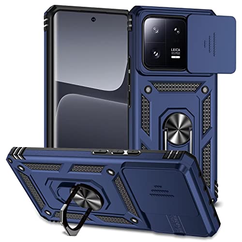 Jeelar ESONG Handyhülle für Xiaomi 13 Pro Ständer Hülle,[360 Grad Metall Ring Drehung Halter][Kameraschutz ],Militär Handy Stoßfeste Handytasche Case Outdoor Schutzhülle Cover,Marine von Jeelar