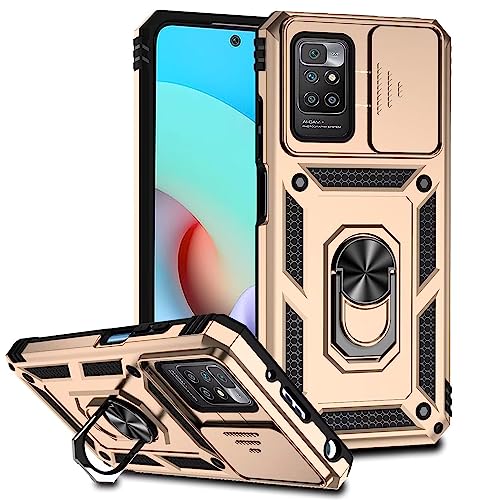 Jeelar ESONG Handyhülle für Xiaomi Redmi 10 4G/Redmi 10 2022 Ständer Hülle,Militär Handy Stoßfeste Handytasche Case Outdoor Schutzhülle Cover,360 Grad Metall Ring Drehung Halter/Kameraschutz,Gold Jeelar ESONG Handyhülle für Xiaomi Redmi 10 4G/Redmi 10 2022 Ständer Hülle,Militär Handy Stoßfeste Handytasche Case Outdoor Schutzhülle Cover,360 Grad Metall Ring Drehung Halter/Kameraschutz,Gold von Jeelar