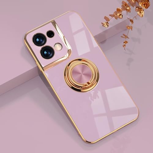 Jeelar ESONG Handyhülle für Xiaomi Redmi Note 13 Pro 4G,Ultra Dünn Stoßfest TPU Galvanisierrahmen Schutzhülle mit Magnetisch Ring Ständer,Stilvoll Spiegel Shiny Case Cover für Damen-Violett von Jeelar