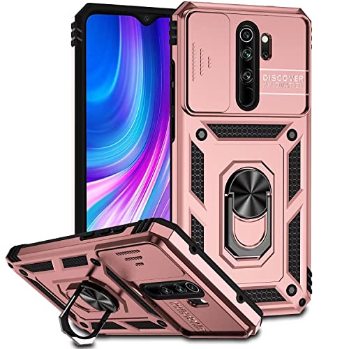ESONG Handyhülle für Xiaomi Redmi Note 8 Pro Ständer Hülle,[360 Grad Metall Ring Drehung Halter][Kameraschutz ],Militär Handy Stoßfeste Handytasche Case Outdoor Schutzhülle Cover,Rosegold von Jeelar