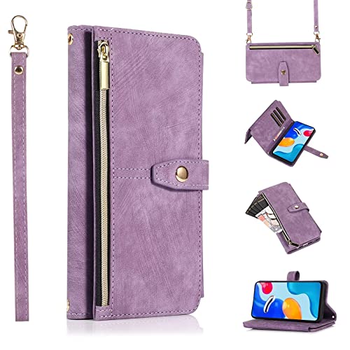 Jeelar ESONG Handyhülle für iPhone 14 Pro Max Tasche,hulle mit Kartenfach,Schultergurt,Handgelenkschlaufe,Stoßfest Handytasche Magnetic Klapphülle Case,Flip PU Leder Brieftasche Schutzhülle,Violett von Jeelar