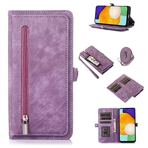 Jeelar ESONG Schutzhülle für Xiaomi Poco F5 5G,Premium Leder Handytasche Magnetic Klapphülle Case,Flip Brieftasche Stoßfeste Handyhülle mit[9 Kartenfächern][Stand-Funktion][Schultergurt],violett von Jeelar