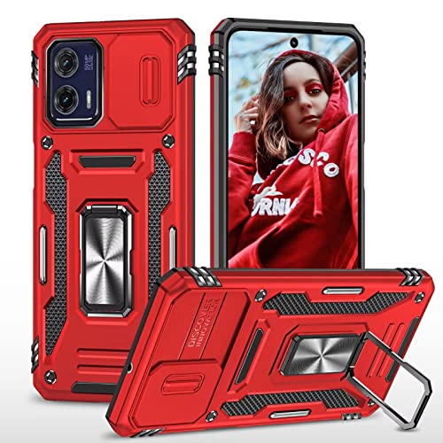 NEINEI Handyhülle für Motorola Moto G73 5G Hülle,Draussen Militärqualität Stoßfeste Schutzhülle mit [Kameraschutz][Magnetisch Ring Ständer],PC Kratzfeste Case Cover,Rot von Jeelar