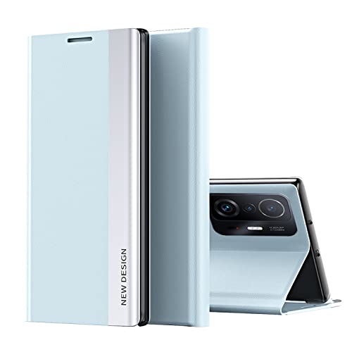 NEINEI Handyhülle für Xiaomi 11T/11T Pro Hülle,Luxus Schutzhülle mit [Magnetisch][Ständer Funktion],PC/PU Lederhülle Klapphülle Stoßfest Flip Phone Case Cover,Hellblau von Jeelar