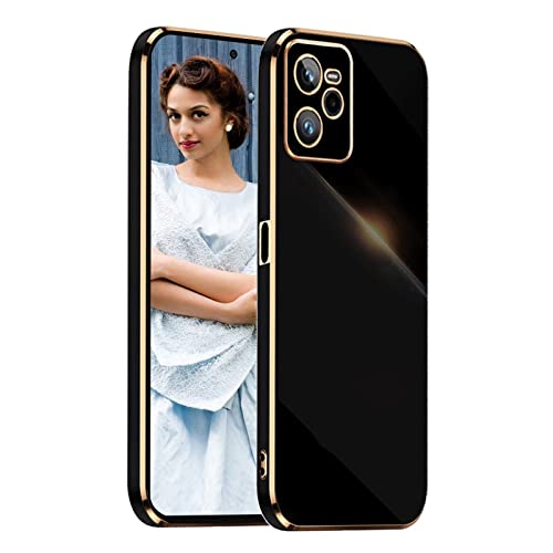 NEINEI Hülle für Realme C35/Narzo 50A Prime,Galvanisiertes Kieselgel Ultra Dünn Kratzfeste TPU Handyhülle,Einfaches Stilvoll Spiegel Shiny Stoßfeste Schutzhülle Cover Case,Schwarz von Jeelar