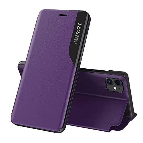 NEINEI Hülle für iPhone 13 Pro,Luxus Leder Schutzhülle mit [Sichtfenster Fenster] [Klappbarer Ständer] [Smart Wake-up],PU/PC Stoßfest Tasche Handyhülle Case,Lila von Jeelar