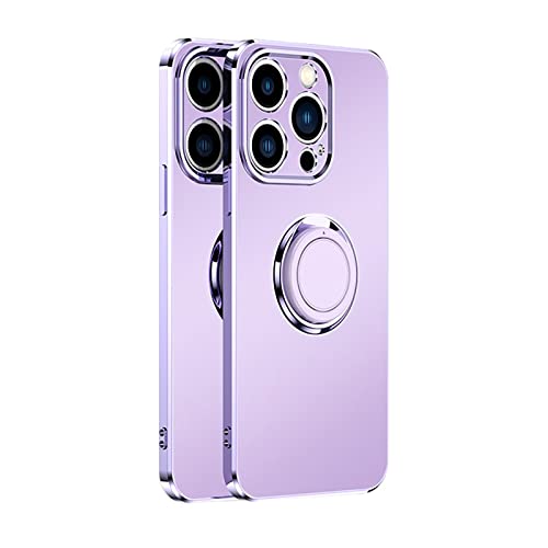 NEINEI Hülle für iPhone 14 Pro (6.1”),Überzug Silikon Shockproof Handyhülle mit Magnetisch Ring Ständer,Ultra Dünn Mattierter Rücken Stilvoll Shiny Schutzhülle Case Cover,Lila von Jeelar