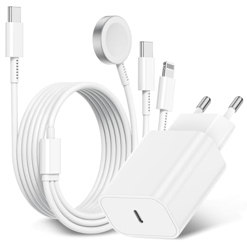 3-in-1 Ladekabel für Apple Watch und iPhone, 2M USB C iWatch Ladegerät mit Kabel, iPhone Schnellladegerät Charger Adapter für Apple Watch Series 9/8/7/6/SE/5/4/3/Ultra/iPhone 15 Pro Max/14 Plus/13/12 von Jeenek