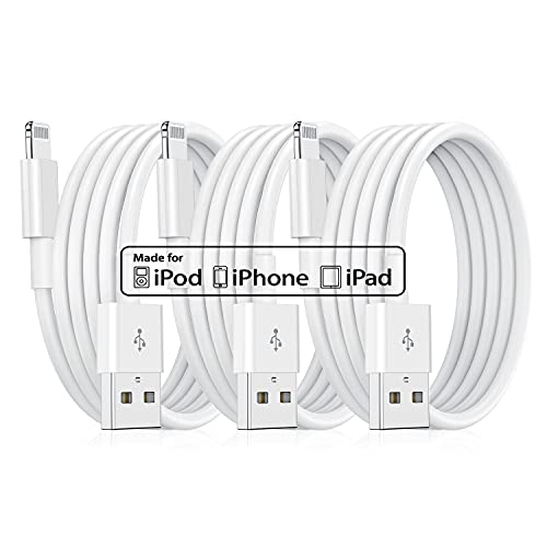 3Pack 3M iPhone Ladekabel Original, [MFi Certified] Lang Lightning to USB Kabel, Schnellladung 10ft Apple Ladekabel für Apple iPhone 13 Pro/12/11/XS/XS Max/XR/X/8/8 Plus/7/7Plus/ 6s/6/6Plus/5S/5, iPad von Jeenek