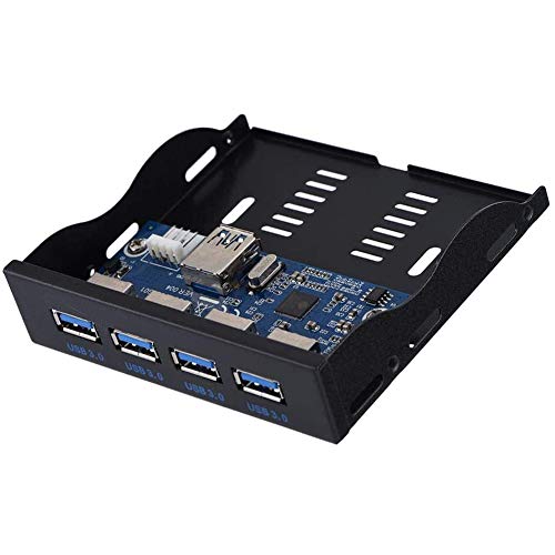 Jeenuuder Diskettenpanel USB 3.0 mit 4 Ports für Diskettenschacht 3,5 (8,9 cm) Erweiterungskarte 19 Pin auf 4 Ports USB 3.0 Hub von Jeenuuder