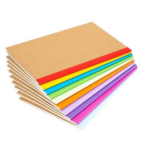 Jeesblsy Kraft Notizbuch Regenbogen Rücken A5 liniert, in 10 verschiedenen Farben Kraftpapier Journal Notizblock Set geeignet für Büro & Schule von Jeesblsy