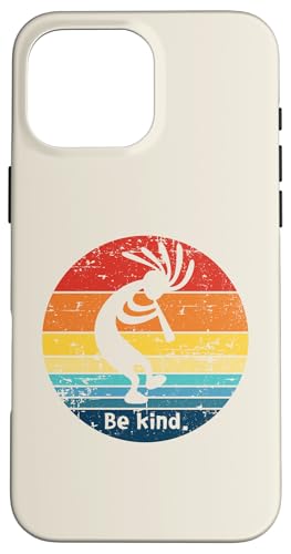 Be Kind Dancing Kokopelli Retro Used Sunset Hülle für iPhone 16 Pro Max von Jeff Hobrath