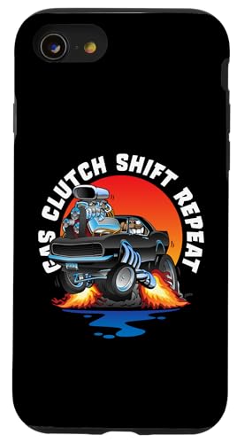 Gaskupplung Shift Repeat lustiges klassisches Auto Cartoon Design Hülle für iPhone SE (2020) / 7 / 8 von Jeff Hobrath