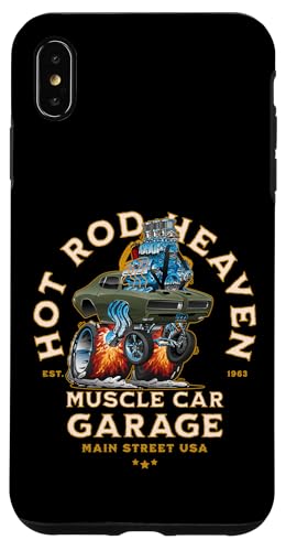 Hotrod Heaven Muscle Car Garage, Cartoon-Design Hülle für iPhone XS Max von Jeff Hobrath