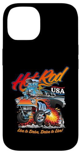 Hotrod USA Muscle Car im Retro-Stil, klassisches Dragster-Design Hülle für iPhone 14 von Jeff Hobrath