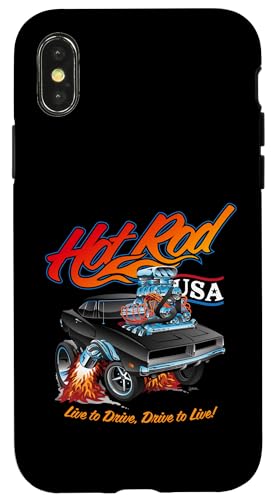 Hotrod USA Muscle Car im Retro-Stil, klassisches Dragster-Design Hülle für iPhone X/XS von Jeff Hobrath