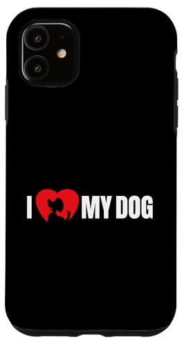 I love my dog with dog Silhouette im Herz-Design Hülle für iPhone 11 von Jeff Hobrath