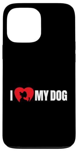 I love my dog with dog Silhouette im Herz-Design Hülle für iPhone 13 Pro Max von Jeff Hobrath