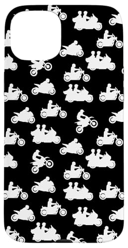 Random Motorcycles Biker-Muster, schwarz-weiß Hülle für iPhone 15 Plus von Jeff Hobrath
