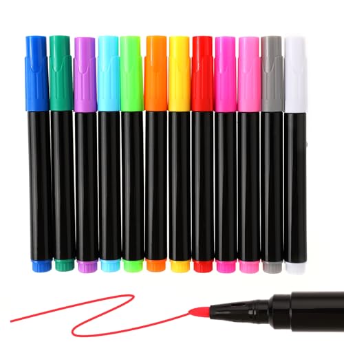 Jeffdad 12 Stück Kreidestifte für Tafel Abwaschbar, 1mm Dünne Spitze Kreidestifte für Fenster Bunt Kreidemarker Whiteboard Marker Fensterkreide Stifte Flüssigkreide Tafelstifte(12 Farben) von Jeffdad