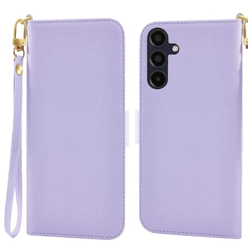 Jeffene Handyhülle für Samsung Galaxy A36 5G (6.7 Zoll) Klappbar,Tasche Ständer mit Magnetisch Klapphülle,Litschi Textur Leder Schutzhülle mit Geldtasche | Kartenfach Flip Cover Hülle,Lila von Jeffene