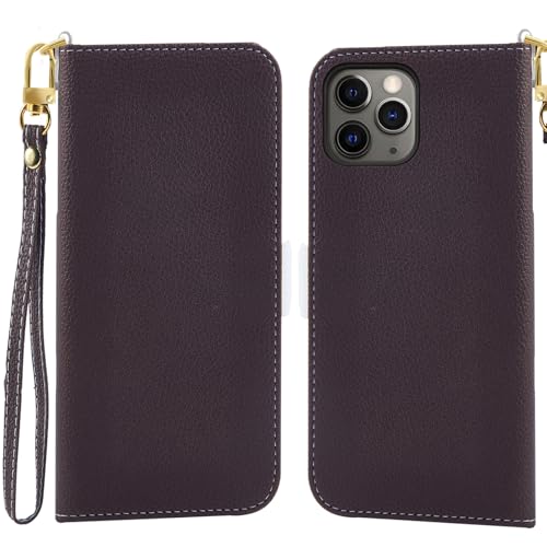 Jeffene Handyhülle für iPhone 11 Pro Max (6.5 Zoll) Klappbar,Tasche Ständer mit Magnetisch Klapphülle,Litschi Textur Leder Schutzhülle mit Geldtasche | Kartenfach Flip Cover Hülle,Braun von Jeffene