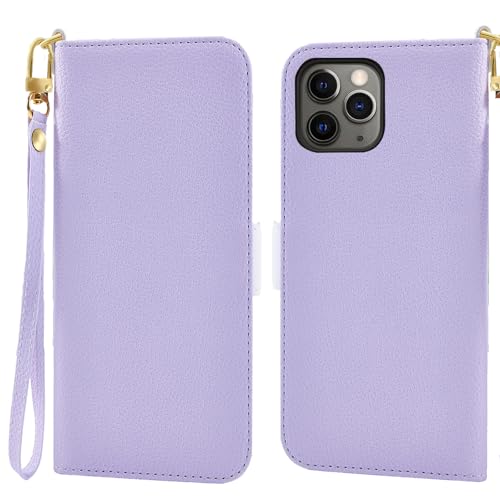 Jeffene Handyhülle für iPhone 14 Pro Max (6.7 Zoll) Klappbar,Tasche Ständer mit Magnetisch Klapphülle,Litschi Textur Leder Schutzhülle mit Geldtasche | Kartenfach Flip Cover Hülle,Lila von Jeffene
