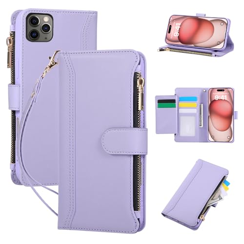 Jeffene handyhülle für iPhone 14 Pro,Reißverschluss Klapphülle mit kartenfach & Ständer,Premium PU Leder Magnetverschluss Stoßfest Schutzhülle,Geldtasche Klappbar Hülle,Lila Jeffene handyhülle für iPhone 14 Pro,Reißverschluss Klapphülle mit kartenfach & Ständer,Premium PU Leder Magnetverschluss Stoßfest Schutzhülle,Geldtasche Klappbar Hülle,Lila von Jeffene