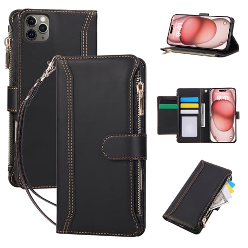 Jeffene handyhülle für iPhone 14 Pro,Reißverschluss Klapphülle mit kartenfach & Ständer,Premium PU Leder Magnetverschluss Stoßfest Schutzhülle,Geldtasche Klappbar Hülle,Schwarz Jeffene handyhülle für iPhone 14 Pro,Reißverschluss Klapphülle mit kartenfach & Ständer,Premium PU Leder Magnetverschluss Stoßfest Schutzhülle,Geldtasche Klappbar Hülle,Schwarz von Jeffene