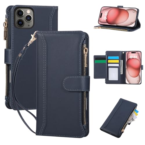 Jeffene handyhülle für iPhone 14 Pro Max,Reißverschluss Klapphülle mit kartenfach & Ständer,Premium PU Leder Magnetverschluss Stoßfest Schutzhülle,Geldtasche Klappbar Hülle,Dunkelblau Jeffene handyhülle für iPhone 14 Pro Max,Reißverschluss Klapphülle mit kartenfach & Ständer,Premium PU Leder Magnetverschluss Stoßfest Schutzhülle,Geldtasche Klappbar Hülle,Dunkelblau von Jeffene