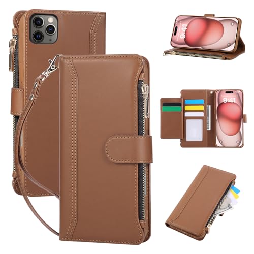 Jeffene handyhülle für iPhone 16 Pro,Reißverschluss Klapphülle mit kartenfach & Ständer,Premium PU Leder Magnetverschluss Stoßfest Schutzhülle,Geldtasche Klappbar Hülle,Braun Jeffene handyhülle für iPhone 16 Pro,Reißverschluss Klapphülle mit kartenfach & Ständer,Premium PU Leder Magnetverschluss Stoßfest Schutzhülle,Geldtasche Klappbar Hülle,Braun von Jeffene