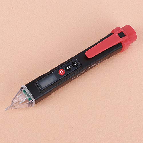 Digitaler Nicht -Kontaktstrom -Spannungsdetektor, Testpen Spannungsdetektor Test Pen AC12-1000V Test Stift 3 Farben Anzeige Teststift Taschenlampe (schwarz+rot) von Jeffergarden