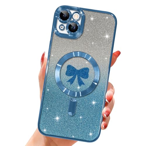 Jefonha Magnetische Hülle für iPhone 14 Pro Max, kompatibel mit MagSafe, Glitzer Schleife Muster für Frauen Mädchen, Stoßfeste Weiche TPU Schutzhülle für iPhone 14 Pro Max 6,7 Zoll, Blau Jefonha Magnetische Hülle für iPhone 14 Pro Max, kompatibel mit MagSafe, Glitzer Schleife Muster für Frauen Mädchen, Stoßfeste Weiche TPU Schutzhülle für iPhone 14 Pro Max 6,7 Zoll, Blau von Jefonha