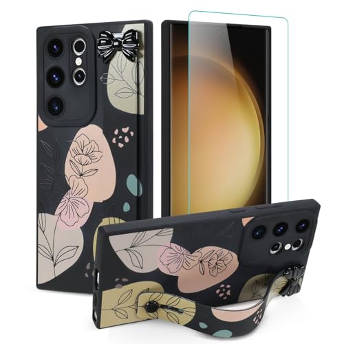 Jefonha Schutzhülle für Samsung Galaxy S23 Ultra mit Fingerschlaufe, Ständer, niedliche Schleife, Blumen, Handyhülle für Mädchen und Frauen, mit Displayschutzfolie, strapazierfähiges, stoßfestes Jefonha Schutzhülle für Samsung Galaxy S23 Ultra mit Fingerschlaufe, Ständer, niedliche Schleife, Blumen, Handyhülle für Mädchen und Frauen, mit Displayschutzfolie, strapazierfähiges, stoßfestes von Jefonha