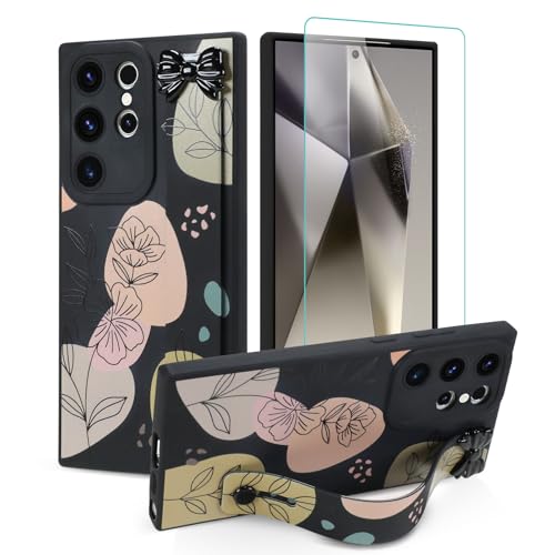 Jefonha Schutzhülle für Samsung Galaxy S24 Ultra mit Fingerschlaufe, Ständer, niedliche Schleife, Blumen, Handyhülle für Mädchen und Frauen, mit Displayschutzfolie, strapazierfähiges, stoßfestes Jefonha Schutzhülle für Samsung Galaxy S24 Ultra mit Fingerschlaufe, Ständer, niedliche Schleife, Blumen, Handyhülle für Mädchen und Frauen, mit Displayschutzfolie, strapazierfähiges, stoßfestes von Jefonha