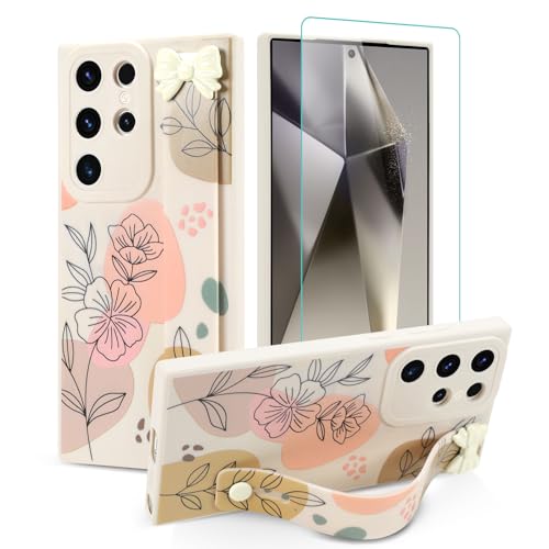 Jefonha Schutzhülle für Samsung Galaxy S24 Ultra mit Fingerschlaufe, Ständer, niedliche Schleife, Blumen, Handyhülle für Mädchen und Frauen, mit Displayschutzfolie, strapazierfähiges Silikon, stoßfest Jefonha Schutzhülle für Samsung Galaxy S24 Ultra mit Fingerschlaufe, Ständer, niedliche Schleife, Blumen, Handyhülle für Mädchen und Frauen, mit Displayschutzfolie, strapazierfähiges Silikon, stoßfest von Jefonha