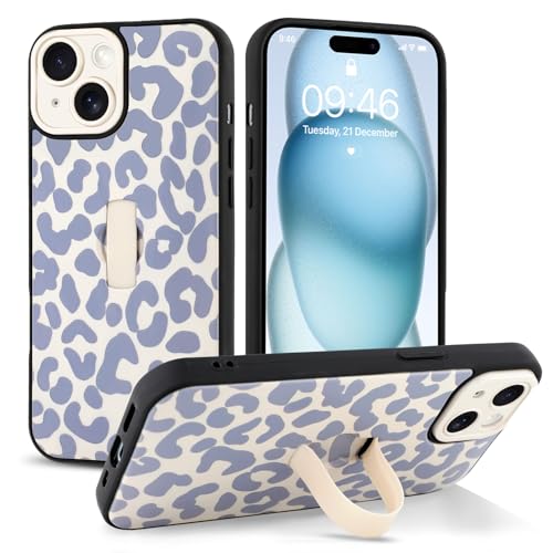 Jefonha Schutzhülle für iPhone 15, mit Handschlaufe, Ständer, trendig, cooler Leaopard-Geparden-Druck, Handyhülle, für Damen und Herren, vollständiger Kameraschutz, stoßfeste Schutzhülle (Weiß) Jefonha Schutzhülle für iPhone 15, mit Handschlaufe, Ständer, trendig, cooler Leaopard-Geparden-Druck, Handyhülle, für Damen und Herren, vollständiger Kameraschutz, stoßfeste Schutzhülle (Weiß) von Jefonha