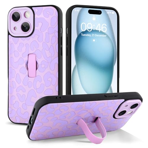 Jefonha Schutzhülle für iPhone 15, mit Handschlaufe, Ständer, trendig, cooler Leaopard-Geparden-Druck, Handyhülle für Damen und Herren, vollständiger Kameraschutz, stoßfeste Schutzhülle (lila) Jefonha Schutzhülle für iPhone 15, mit Handschlaufe, Ständer, trendig, cooler Leaopard-Geparden-Druck, Handyhülle für Damen und Herren, vollständiger Kameraschutz, stoßfeste Schutzhülle (lila) von Jefonha